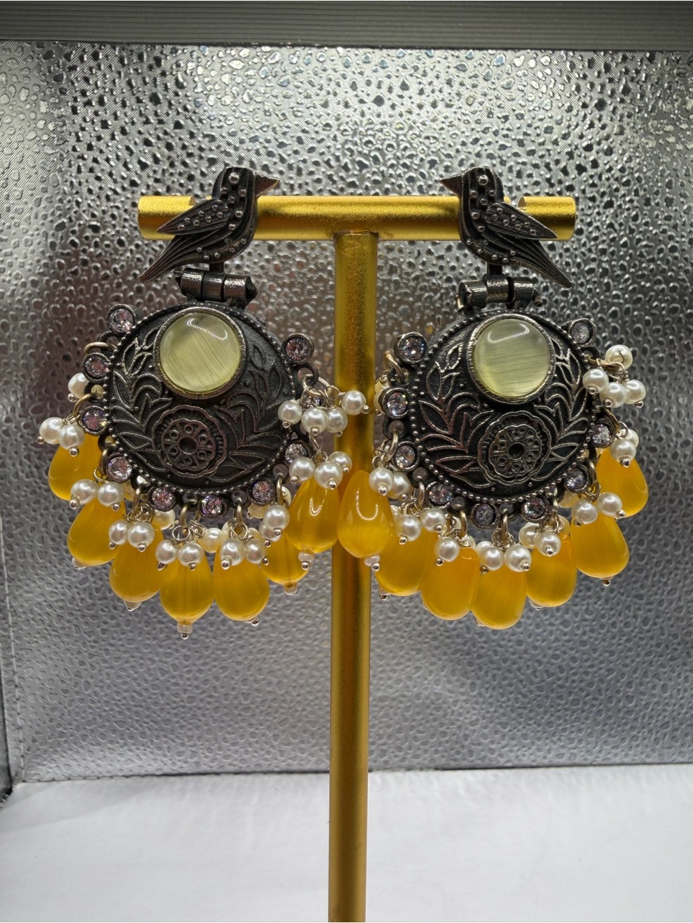 Oxidized Silver Toned Filigree Drop Earrings - Women Jewelry